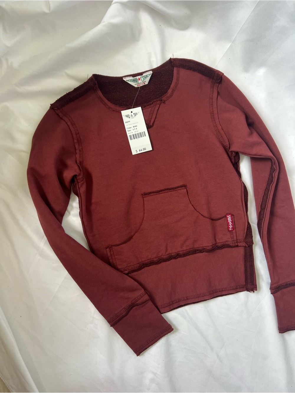 NWT Girls HARD TAIL Wine* Fleece Pocket Sweatshirt